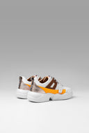 Sneakers Gem Strap White Yellow Brown Platinum Metalized Studs