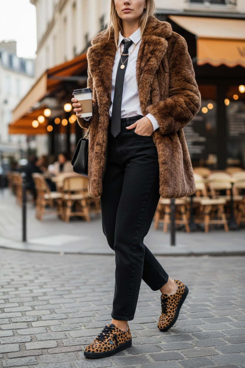 Sneakers Icon Exp Brown Black Animal Print Brand