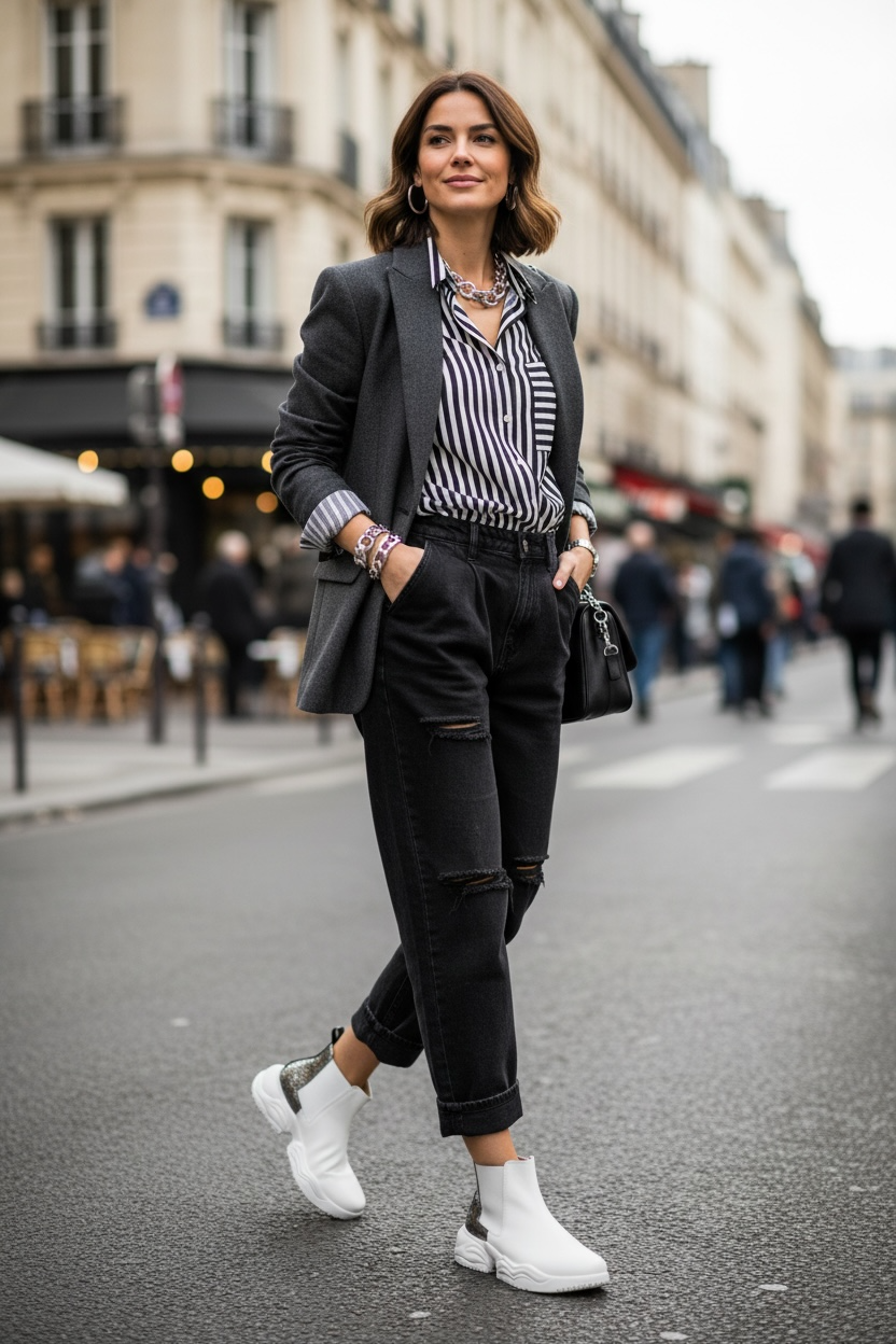 Sneakers Top Elastic White Peltre Green Metalized