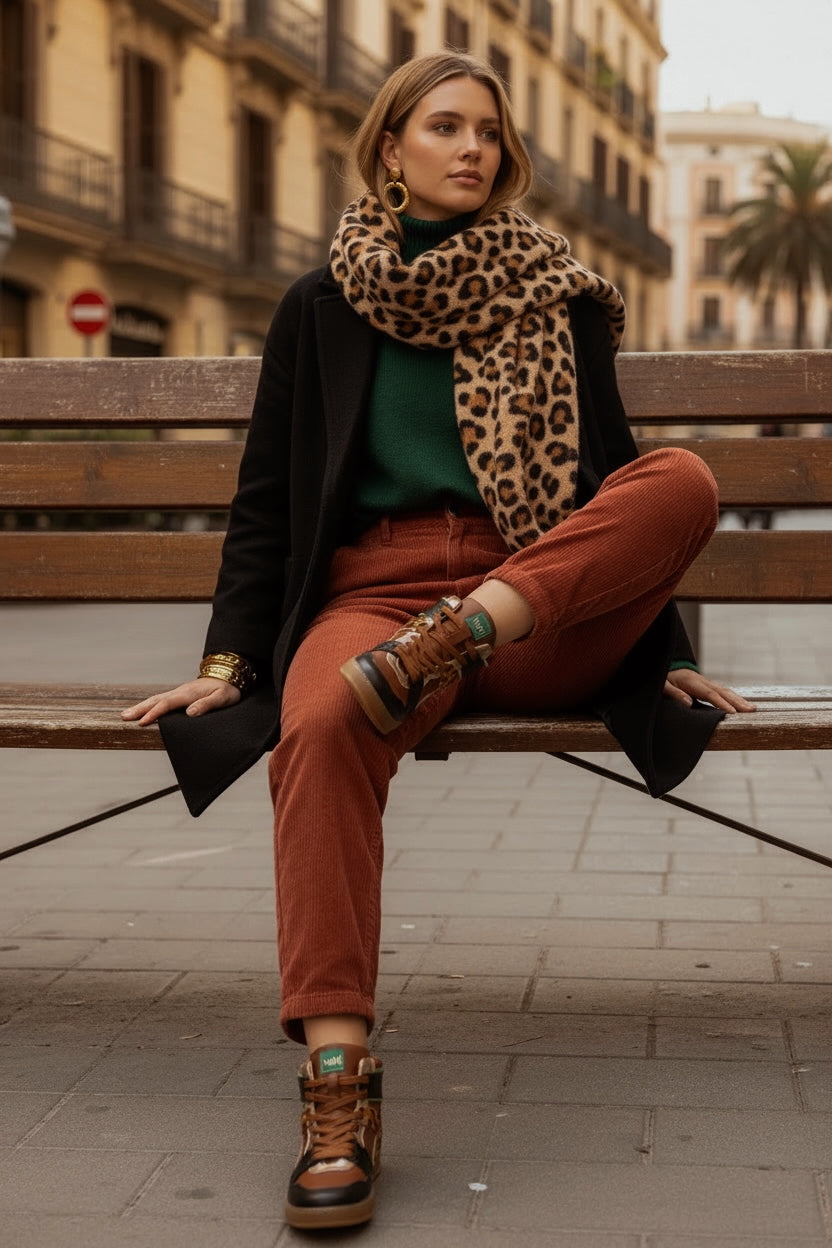 Sneakers Sky Exp Brown Black Bordeaux Green Animal Print