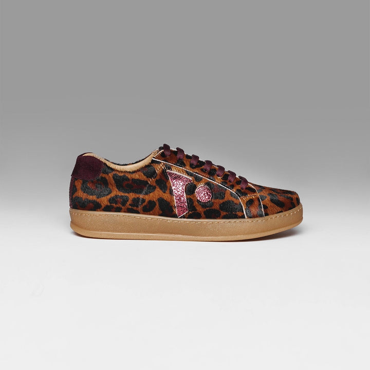 Leopard print sneaker on a gray background